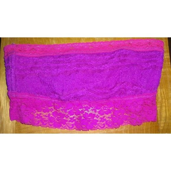 FREE PEOPLE Lace Bandeau Bralette Bra Hot Raspberry Purple Pink Small NEW - Picture 3 of 6
